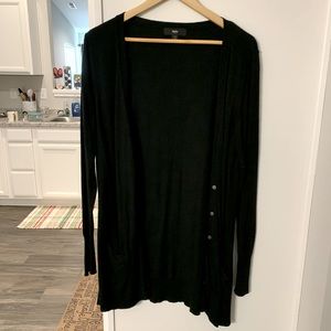 Long Black Cardigan with Buttons